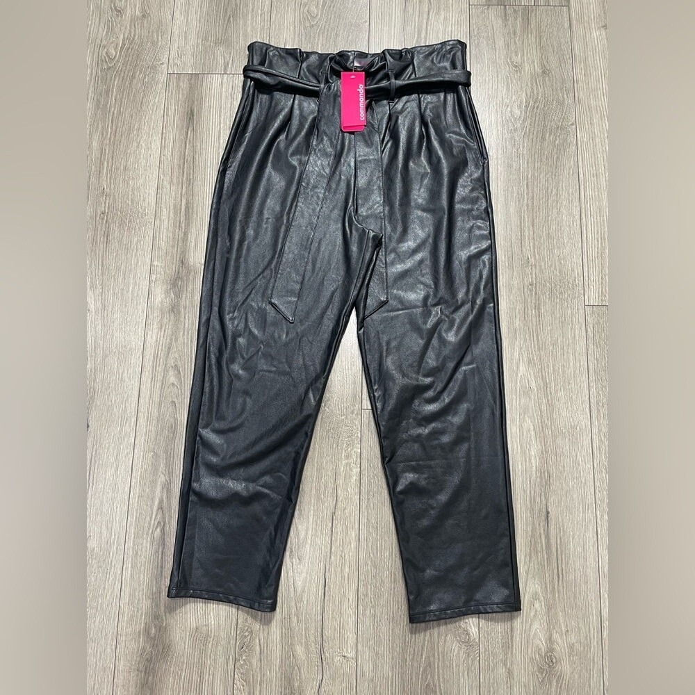 Commando Faux Leather Paper Bag Pants, Black NWT SZ L‎